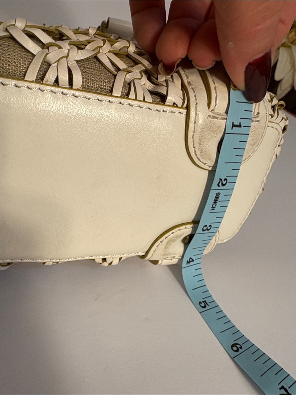 Cole Haan - *Read* Sierra Open Weave SP06 - Rare White Leather Cream Woven Tote - Picture 14 of 16